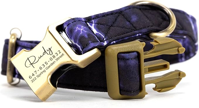 Personalized Dog Collar with Name and Phone Number Engraved,Adjustable Custom Puppy Collar,Organic Cotton Pet Collar for Small Medium Large Boy Girl Dogs