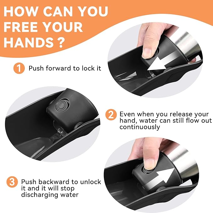 27 OZ Dog Water Bottle Portable Stainless Steel Convenient Pet Water Dispenser, Leak Proof Puppy Travel Water Bowl for Dog Outdoor Walking, Hiking, Perfect Size for All Dog Breeds, Black