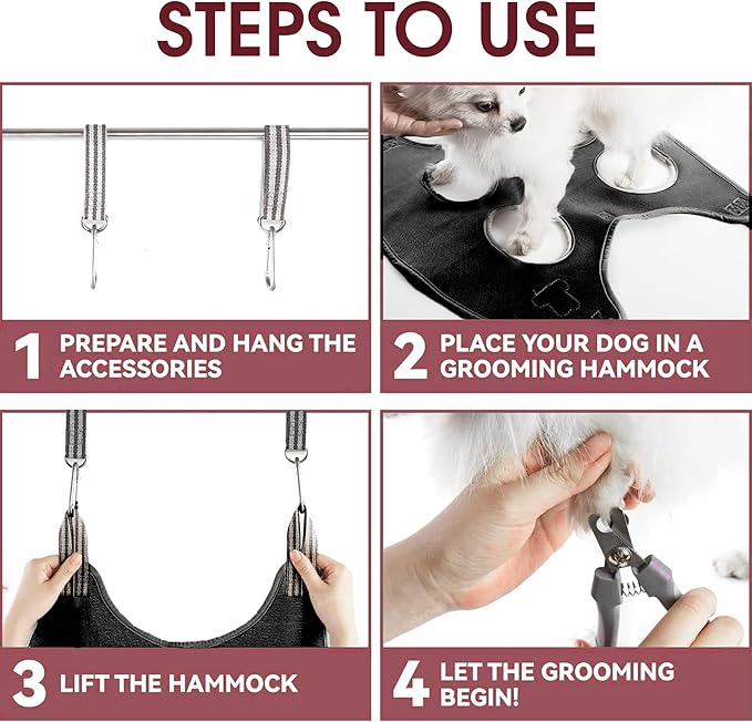 Dog Grooming Hammock for Small Dogs up to 30 lbs | 5-in-1 Pet Grooming Hammock with Glove for Nail Trimming | Small Dog Grooming Hammock Harness for Home Use