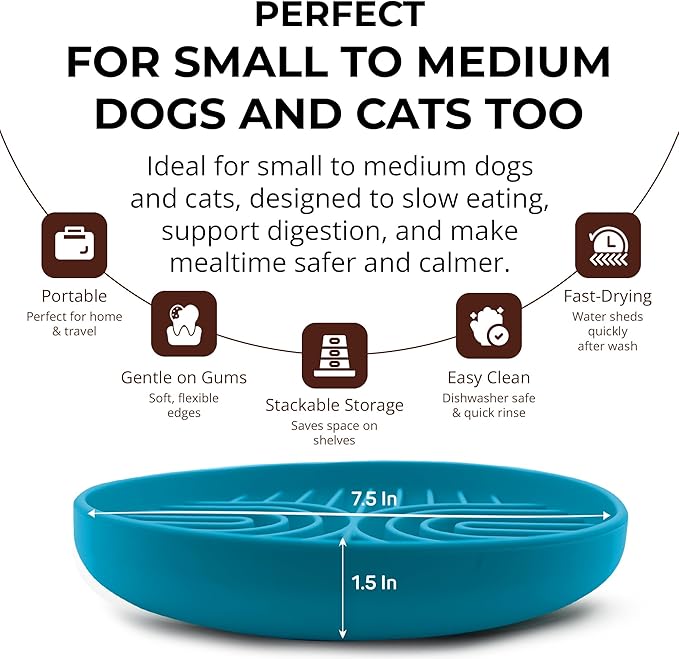 Slow Feeder Dog Bowls, Dishwasher Safe, Non-Slip Base, BPA-Free Slow Eating Dog Bowl (Blue, 2-Pack)