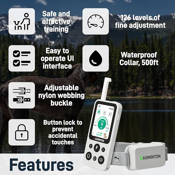 Shock Collar for Dogs [CRS01] 126 Training Levels, 4 Powerful Modes with 2.8-inch LCD high-Definition display100% Safe Training Collar for Large Medium Small Dogs IPX7 Waterproof E Collar