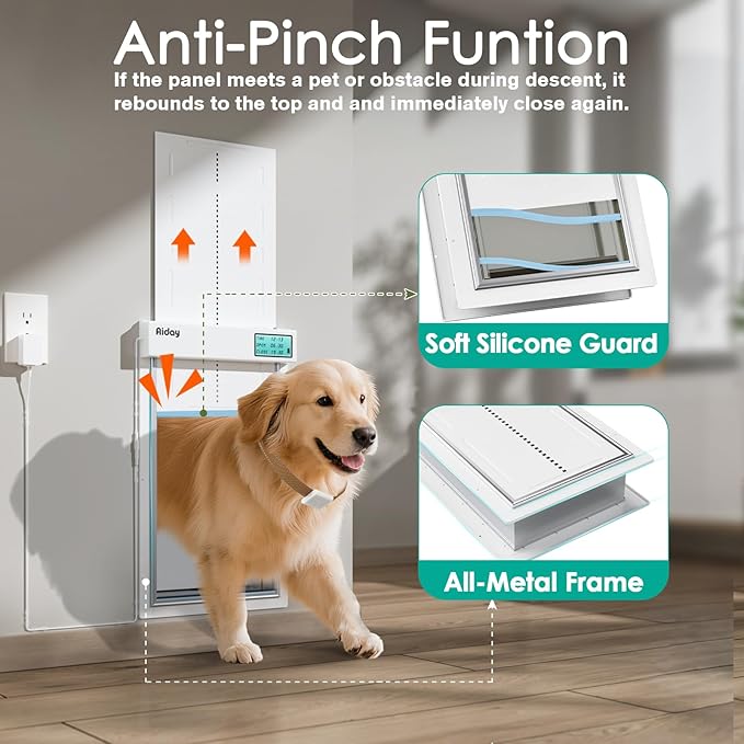 Automatic Dog Door for Wall with Collar Sensors, XLarge Smart Pet Door for Wall, Custom Scheduling & Anti-Pinch, Fits Extra Large Dogs up to 200 lbs (XL)
