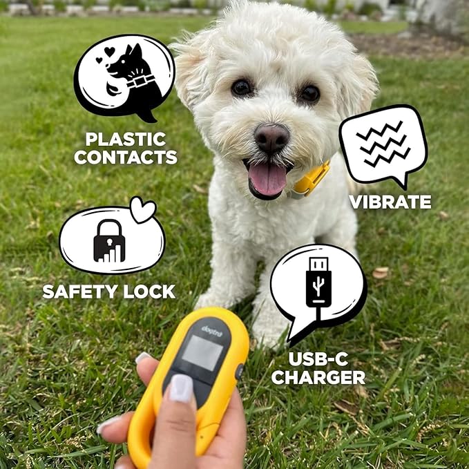 Dogtra CUE Yellow – E-Collar for Dogs Training Collar with Remote – Training Made Easy for Everyday Dog Owners – Gentle Vibration, Custom Boost, Waterproof, Rechargeable, 400-Yard Range System