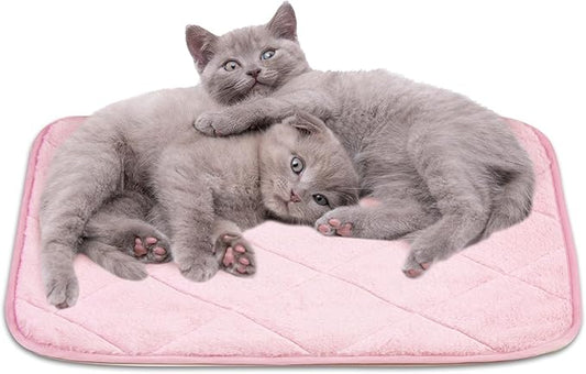 NWK Fluffy Self Warming Cat Mat, Cat Blanket, Thermal Dog Mat, Washable, Non-Slip Bottom for Sofa & Crate & Kennel & Car Seat (Blush Pink, Medium (28'' X 19'' X 0.4''))