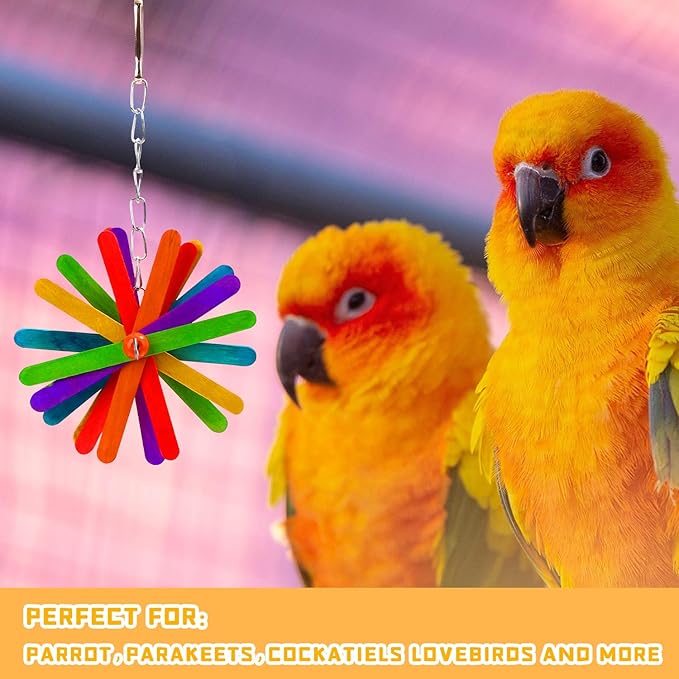 5PCS Bird Toys Set for Parrots - Shredding Chewing Foraging Activity Toys Safe for Cockatiel Mynah Finch Lovebirds - Cage Enrichment Accessories