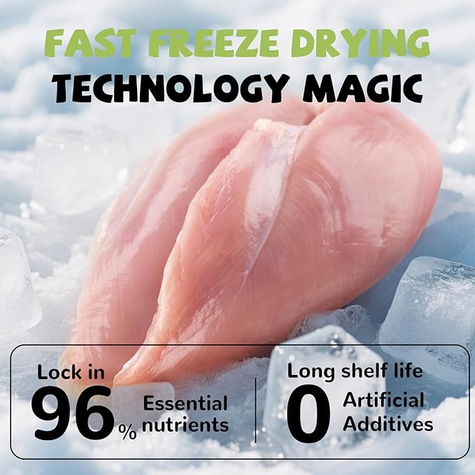 PAWUP Freeze Dried Cat Treats, Raw Chicken Food for Dogs Cats, Single Ingredient, High Protein Natural Healthy Topper, 3.8 oz