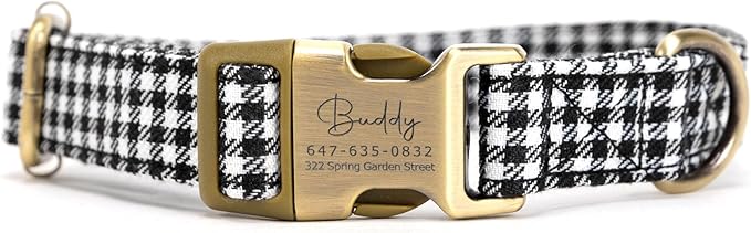 Personalized Dog Collar with Name and Phone Number Engraved,Adjustable Custom Puppy Collar,Organic Cotton Pet Collar for Small Medium Large Boy Girl Dogs