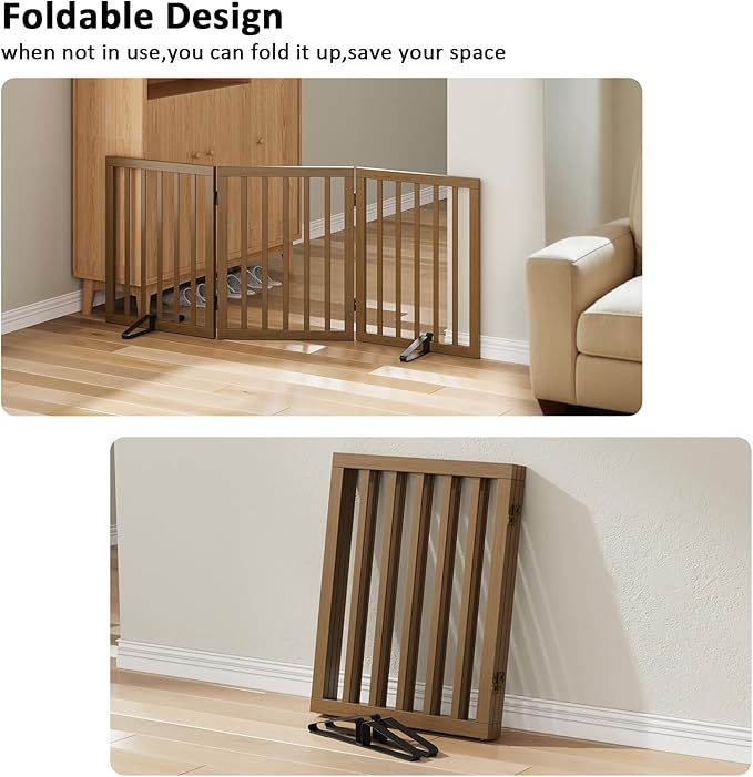 Dog Gate for Stairs,Foldable Dog Gate for Indoor Doorways House,Freestanding Pet Gates for Dogs,Doogie Puppy Fence Gate