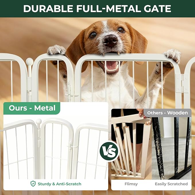 FXW Dog Gate Extra Wide Designed for Indoor Use, Adjustable Width Up to 55-inch Wide (32" H 2 Wire Panels for Small and Medium Dogs), White