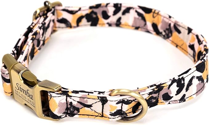 Personalized Dog Collar with Name and Phone Number Engraved,Adjustable Custom Puppy Collar,Organic Cotton Pet Collar for Small Medium Large Boy Girl Dogs