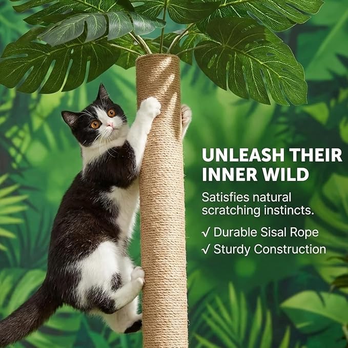 31.5Inch Cat Scratching Post,Cat Scratcher Tree with 3 Scratching Poles & 2 Interactive Dangling Balls,Cats Scratching Posts for Indoor Kitten & Adult Cats