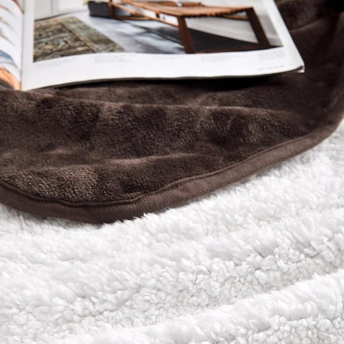 Waterproof Blanket for Bed Couch Sofa, Soft Liquid Pee Proof Pet Blanket for Dog Puppy Cat, Reversible Sherpa Fleece Furniture Protector (Brown, 30x40 inches)