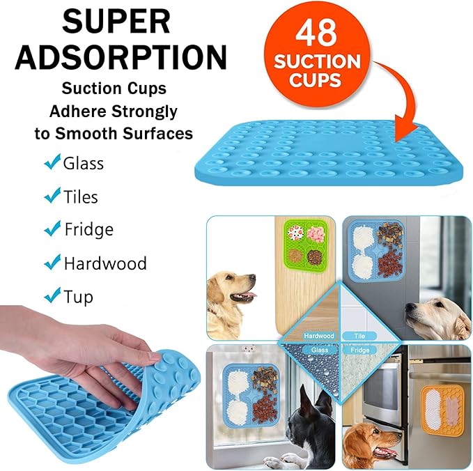Lick Mat for Dogs, Dog Lick Mat with Suction Cups for Anxiety, Peanut Butter Dog Licking Mat Slow Feeder Dispensing Treater Lick Pad for Dogs Cats Grooming Bathing and Training (Small Green)