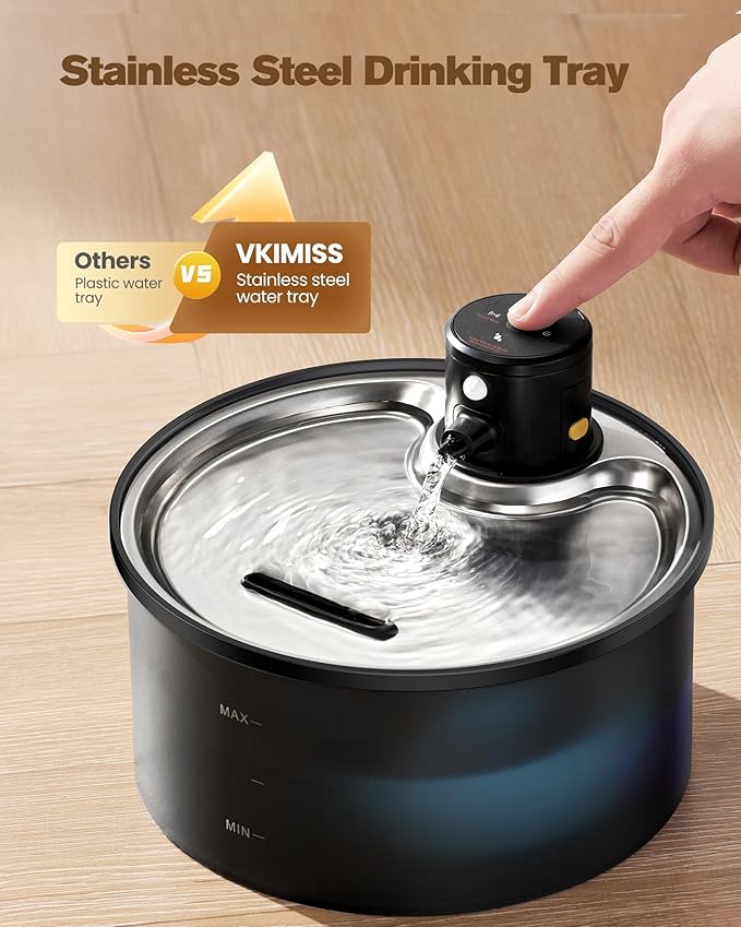 Battery Operated Cat Water Fountain: Wireless Pet Fountain with Filter - 108oz/3.2L Cordless Cat Dispenser with Motion Sensor Rechargeable Automatic Drinking Fountains for Cats Indoor - Plastic Model