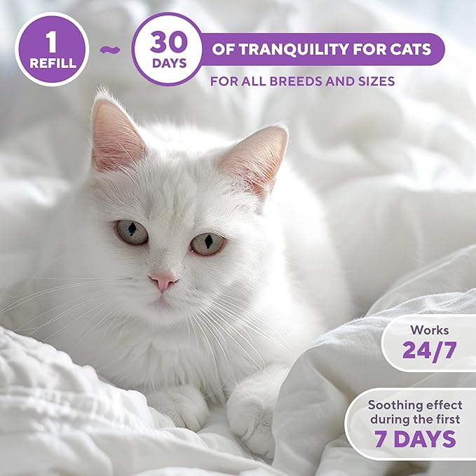 Relaxivet Natural Cat Calming Pheromone Diffuser - Improved No-Stress Formula - Anti-Anxiety Treatment #1 for Cats and Dogs with a Long-Lasting Calming Effect