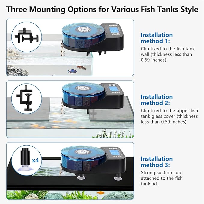 fishkeeper Automatic Fish Feeder for Aquarium - 2025 Upgraded Rechargeable and Precision Fish Feeder Auto Dispenser for Betta Fish & Turtle, Moisture & Proof Vacation Self Feeding(Memory Function)
