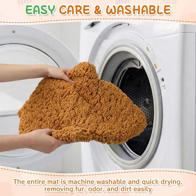 3 Pack Self Warming Cat Dog Bed Leaf Shape Self Heating Pet Mat Non Electric Washable Thermal Sleeping Pad Plush Heated Pet Mat for Crate Floor Indoor Outdoor(Orange,Small-16 x20)