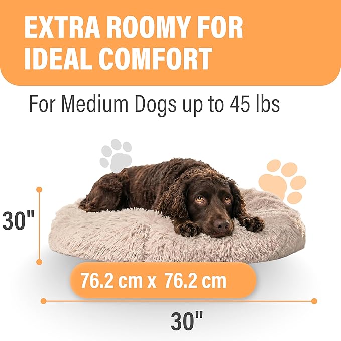 Active Pets Medium Dog Bed, Calming Orthopedic Pet Bedding for Anxiety Relief, Joint Support & Comfort, Washable Dog Furniture, Med 45lbs, Beige