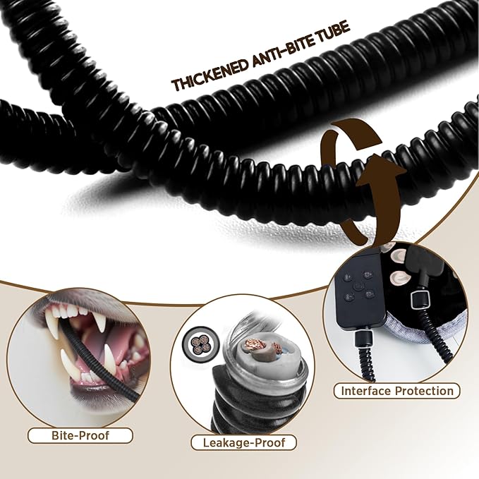 furrybaby Large Dog Heating Pad, Pet Heating Pad for Dogs Indoor, Waterproof Pet Heated Mat with Durable Anti-Bite Tube Indoor for Puppies Dogs Cats (1 Pack Black, 47 * 30 in, Temp Adjustable)