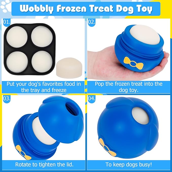 Yipetor Interactive Treat Dispensing Dog Toy, Large 3IN1 Frozen Dog Enrichment Toy, Tough Rubber Chew Ball Dog Puzzle Toys for Large Medium Breeds - Keep Them Busy/Anxiety Relief/Feeding Slow