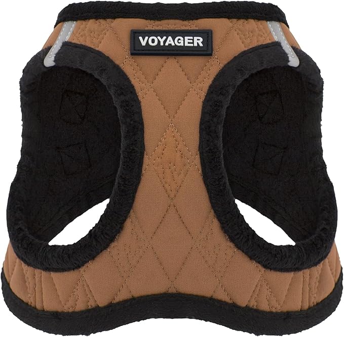 Best Pet Supplies - All Weather Mesh/Plush, Reflective, No Pull Harness for Small, Medium Dogs, Cats - Secure with Hook & Loop Fastener, Buckle, Double D-Rings - Beige Plush, S