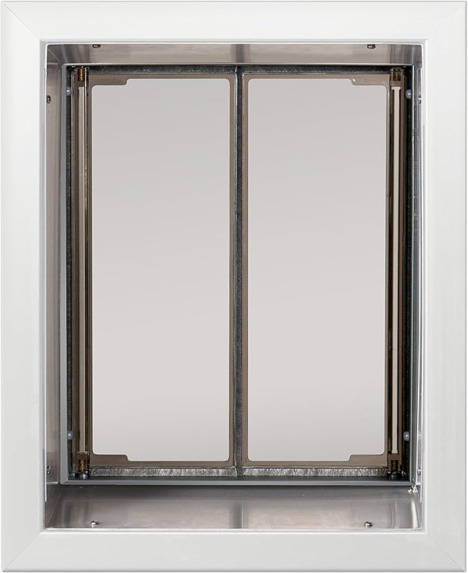 PlexiDor Performance Pet Doors for Dogs and Cats - Wall Mount Dog Door with Lock and Key - White, Large Size