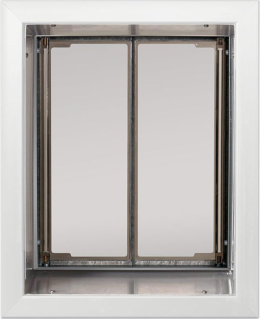 PlexiDor Performance Pet Doors for Dogs and Cats - Wall Mount Dog Door with Lock and Key - White, Large Size