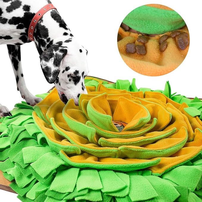 AWOOF Snuffle Mat Pet Dog Feeding Mat, 28''x28'' Interactive Dog Puzzle Toys Encourages Natural Foraging Skills