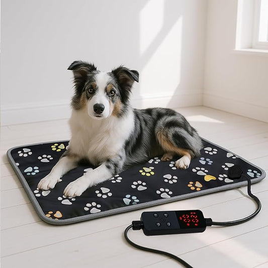 furrybaby Large Dog Heating Pad, Pet Heating Pad for Dogs Indoor, Waterproof Pet Heated Mat with Durable Anti-Bite Tube Indoor for Puppies Dogs Cats (1 Pack Black, 47 * 30 in, Temp Adjustable)