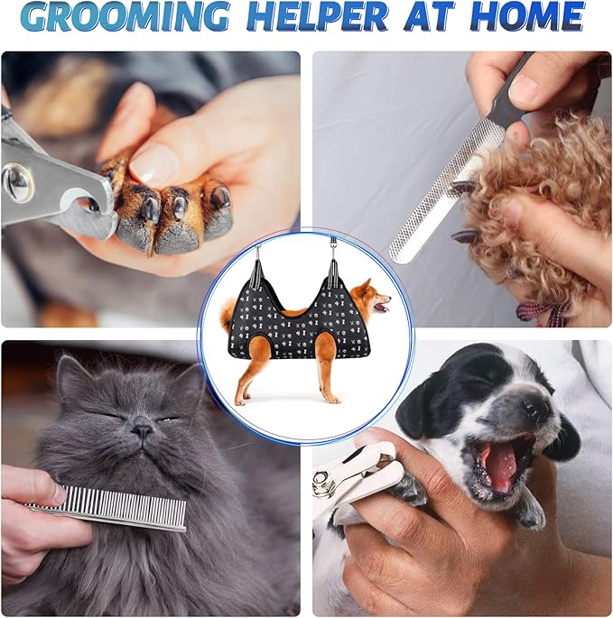 Dog Grooming Hammock Harness for Nail Trimming (L 50lb), Dog Sling Holder Hanger for Clipping Nails