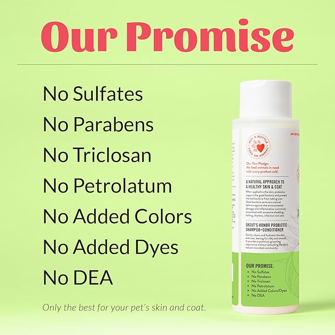 Skout's Honor Probiotic Dog Shampoo & Conditioner with Avocado Oil & Omega-3s, 97% Natural, Paraben & Sulfate-Free, Cruelty-Free, 16oz, Sunkissed Coconut, 2-Pack