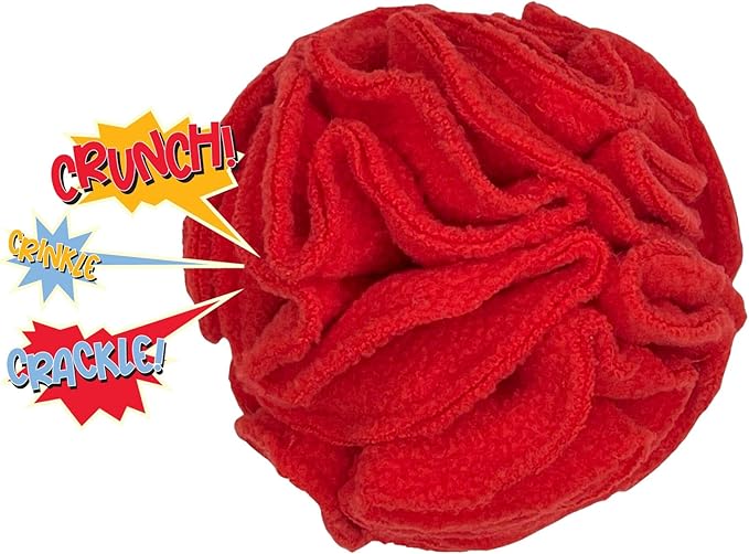 Glory To Dog Puppy and Small Breed Snuffle Interactive Foraging Dog Puzzle Ball Toy Red with Crinkle