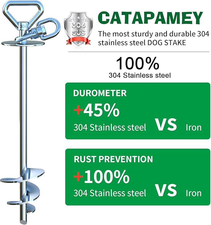 Dog Tie Out Cable and Stake,with 30FT Heavy Duty Cable,360° Swivel Dog Run Stake-No Tangle-Runner for Yard,-Suitable for Up to 150 lbs- Idela for Yard Outdoor Camping