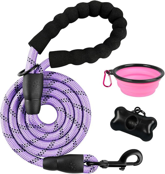 BARKBAY Dog Leashes for Large Dogs Heavy Duty Dog Leash 4/5/6 FT with Comfortable Padded Handle and Highly Reflective Threads for Medium Large Dogs Walking Training Running (5FT-1/2,Violet Purple)