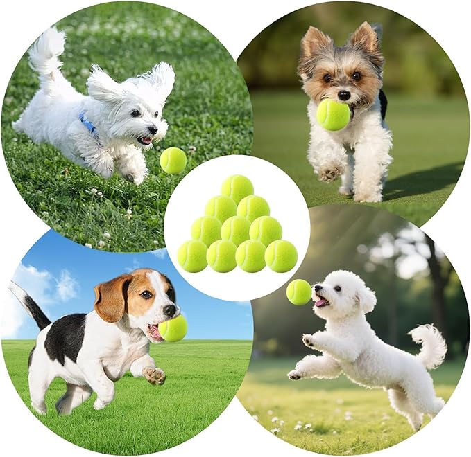 10 Pack 2-inch Small Dog Tennis Ball Dogs Interactive Toys,Tennis Balls for Small Dogs, Only Fits 2 inch Dog Ball Launchers, Not Applicable to Balls Thrower