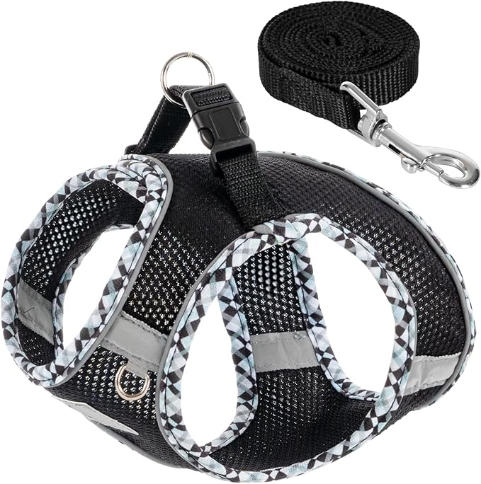 Dog Harness & Leash Set - No Pull Soft Breathable Small Dog Harness, Adjustable Reflective Step-in Vest for Puppy, Kitten, Cats