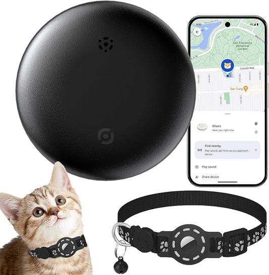 Android Tracker Tag Work with Google Find My Device (Android Only), No Monthly Fee Cat Tracker with Cats Collars - Location & Anti-Lost, Bluetooth Smart Tracker Tag Item Finders