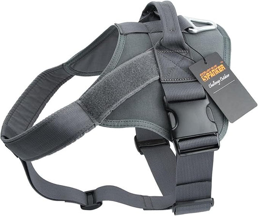 EXCELLENT ELITE SPANKER Tactical Dog Harness Military Patrol Harness No-Pull Service Dog Vest Military Dog Vest Adjustable Training Working Dog Vest with Handle for Medium Large Dogs(Grey-XS)
