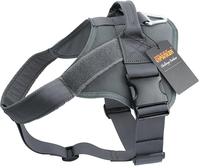 EXCELLENT ELITE SPANKER Tactical Dog Harness Military Patrol Harness No-Pull Service Dog Vest Military Dog Vest Adjustable Training Working Dog Vest with Handle for Medium Large Dogs(Grey-XL)
