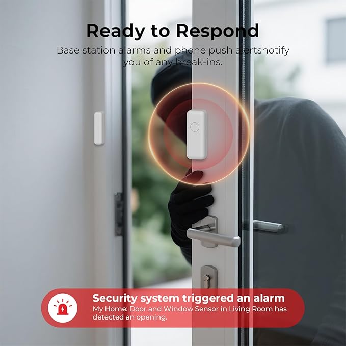 Alarm System for Home Security,9 Pieces Smart WiFi Door Alarm System with APP Alert,Window Motion Sensor Alarm,Remote Control, Loud Siren,Compatible with Alexa