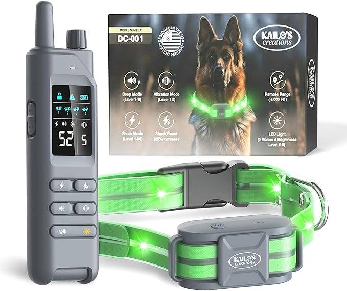 2-in-1 Dog Shock Collar with Remote & 360° LED Safety Lights – 4200FT Range Dog Training Collar, IPX8 Waterproof, 4 Training Modes, Rechargeable E-Collar for Small Medium & Large Dogs (10-120lbs)