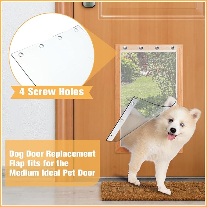 Ripeng 1 Pcs Dog Door Replacement Flaps 7.3 x 13.2 Inch Compatible with Dog Door Model DSRWM, Fit Dogs up to 35 lbs, Clear Flexible Weatherproof Pet Supplies Home Flap, Easy to Install