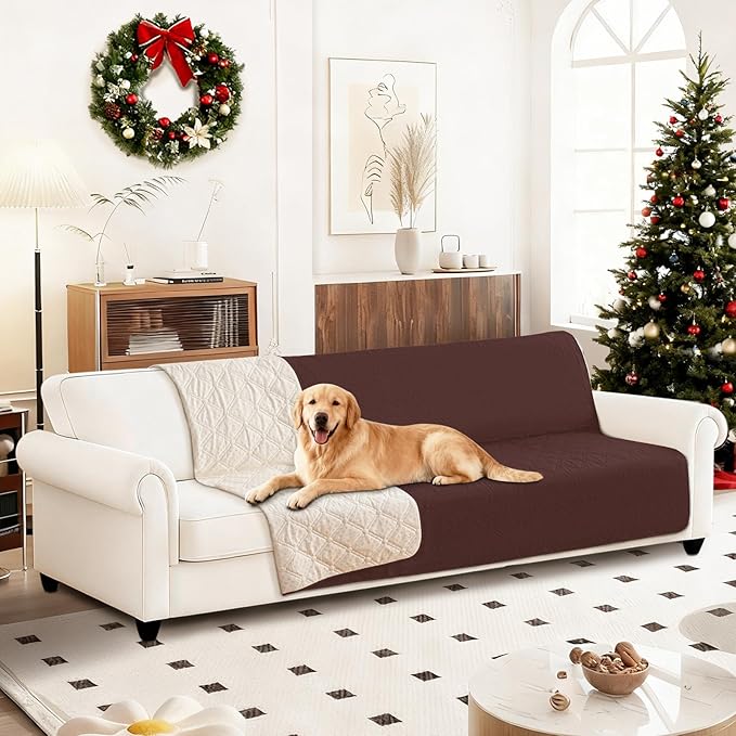 Waterproof Couch Covers for Pets, Waterproof Dog Bed Cover, Anti-Slip Soft Dog Blankets, Couch Cover for Dogs Washable, Pet Blanket for Puppy Large Dogs Cat (82x102 Inch, Coffee)