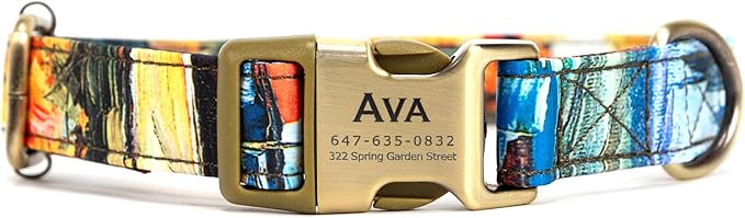 Personalized Dog Collar with Name and Phone Number Engraved,Adjustable Custom Puppy Collar,Organic Cotton Pet Collar for Small Medium Large Boy Girl Dogs