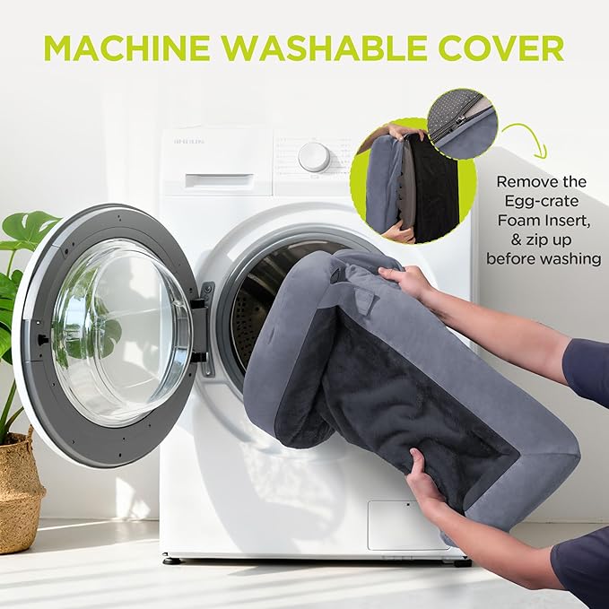 Orthopedic Dog Beds for Large Medium Dogs, Big Waterproof Memory Foam Pet Couch Bed with Removable Washable Cover, Tennis Ball Toy, 36x27