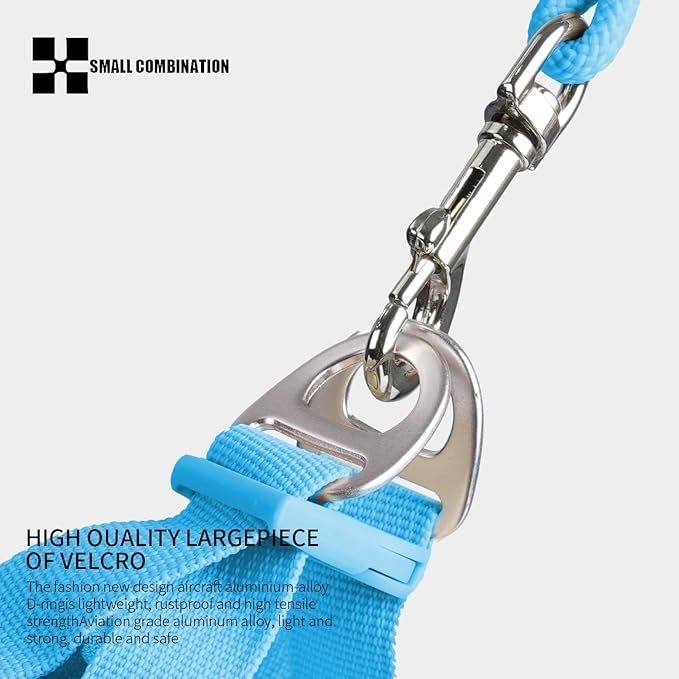 Adjustable Dog Harness with Leash, Reflective Mesh, No-Pull Design，Matching Lead Rope (SkyBlue, L)