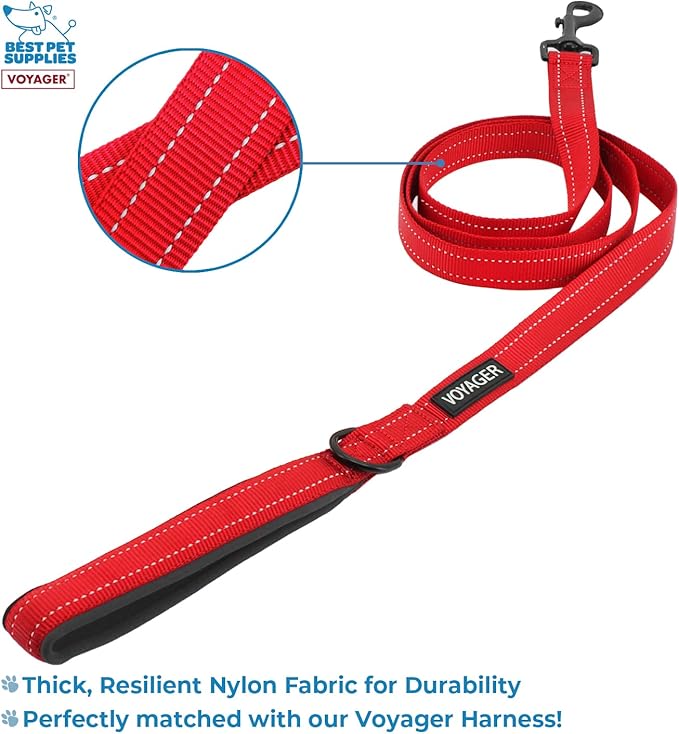 Voyager Step-in Air All Weather Mesh Harness and Reflective Dog 5 ft Leash Combo with Neoprene Handle, for Small, Medium and Large Breed Puppies by Best Pet Supplies - Leash Harness (Red), S