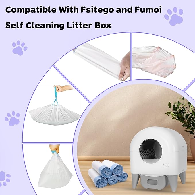 100 Count 26" x 11.8" Cat Litter Box Liners for Fsitego and Fumoi Self Cleaning Litter Box, Extra Thick Heavy Duty Cat Litter Bags Replacement, 3-4 Gallons of Capacity