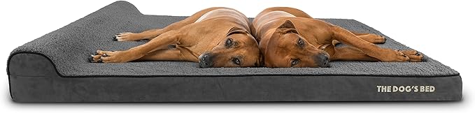 The Dog’s Bed Orthopedic Headrest Dog Bed XXXL Grey Plush 64x44, Memory Foam, Pain Relief for Arthritis, Hip & Elbow Dysplasia, Post Surgery, Lameness, Supportive, Waterproof Washable Cover