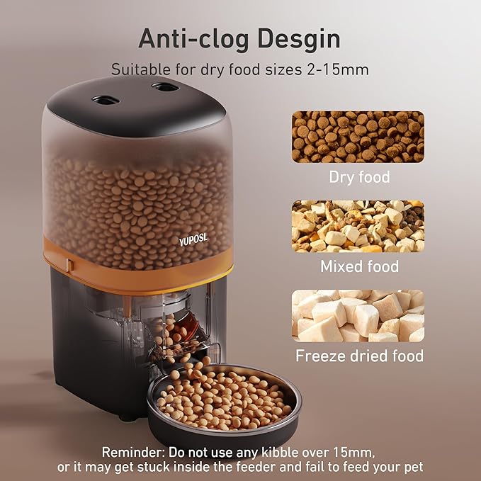 2025 Upgraded Automatic Cat Feeder - 4L Timed Auto Pet Feeder for Cat and Dog with Dry Food Dispenser, 180-day Battery Life, 1-6 Meals Per Day, 1-16 Portion, Desiccant Bag Keeps Food Fresh